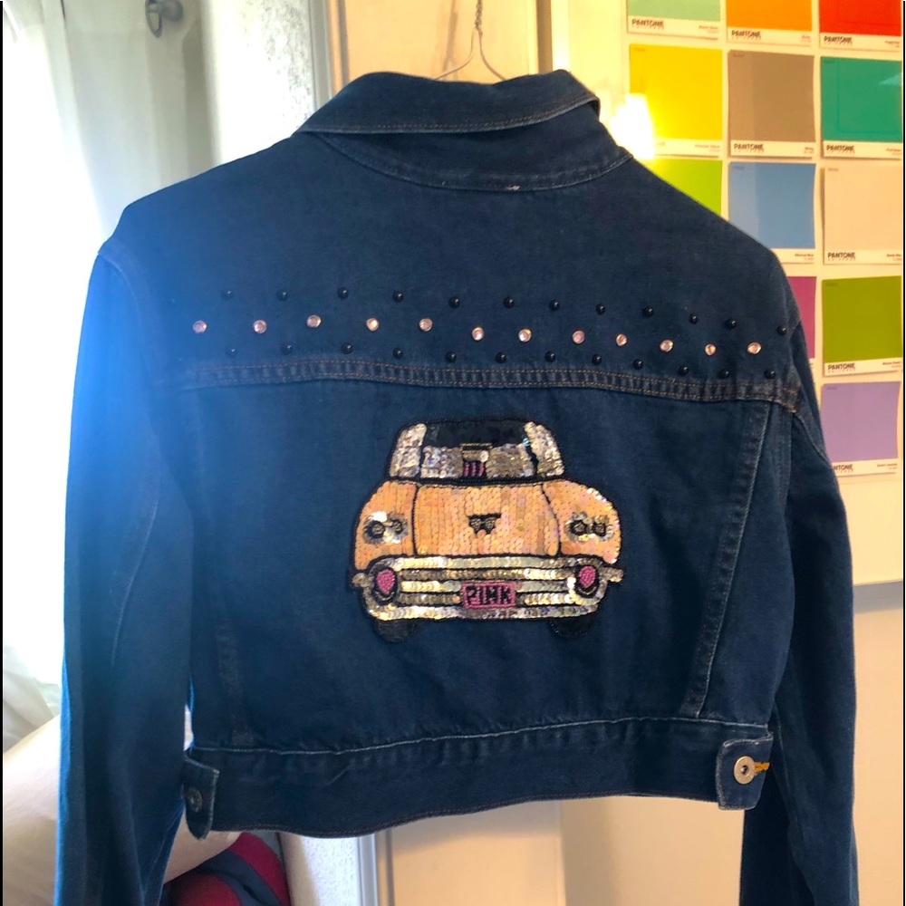 Sequined Fredericks of Hollywood Denim jacket.